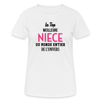 Neveu / Nièce / Famille / Oncle / Tante / Niece - T-shirt respirant Femme - blanc - Devant - AI Model Female 172 dark (172cm)