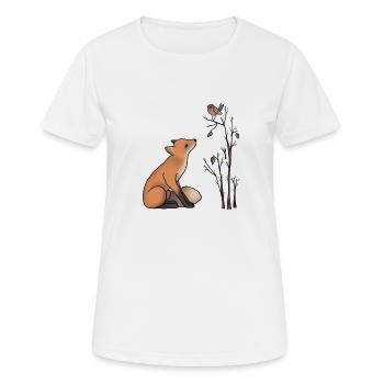 Renard et robin - T-shirt respirant Femme - blanc - Devant - AI Model Female 172 dark (172cm)