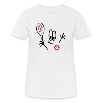 Sport, Tennis ,Tennisball, Comic - Frauen T-Shirt atmungsaktiv - Weiß - Vorne - AI Model Female 172 dark (172cm)