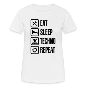 Eat Sleep Techno Repeat - T-shirt respirant Femme - blanc - Devant - AI Model Female 172 dark (172cm)