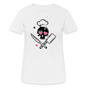 Skull girlie with cooking hat - Women's Breathable T-Shirt - white - Front - AI Model Female 172 dark (172cm)