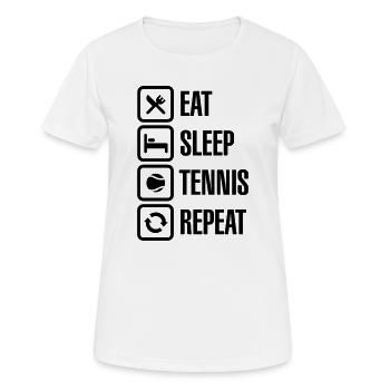 Eat Sleep Tennis Repeat - Women's Breathable T-Shirt - white - Front - AI Model Female 172 dark (172cm)