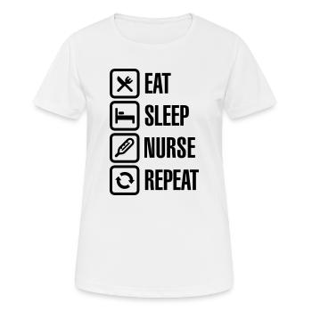 Eat Sleep Nurse Repeat - T-shirt respirant Femme - blanc - Devant - AI Model Female 172 dark (172cm)