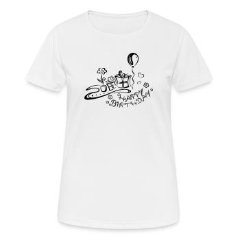 Joyeux anniversaire, félicitations - T-shirt respirant Femme - blanc - Devant - AI Model Female 172 dark (172cm)