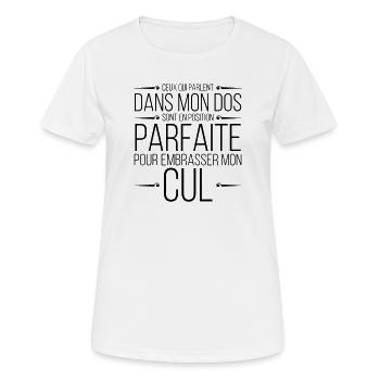 Ceux qui parlent dans mon dos - T-shirt respirant Femme - blanc - Devant - AI Model Female 172 dark (172cm)