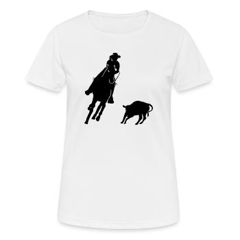 Equitation Western Equestre - Coupe - T-shirt respirant Femme - blanc - Devant - AI Model Female 172 dark (172cm)