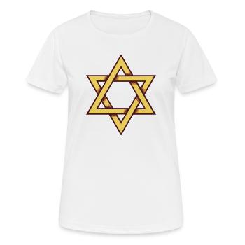 Geometric Star of David in Gold - Women's Breathable T-Shirt - white - Front - AI Model Female 172 dark (172cm)