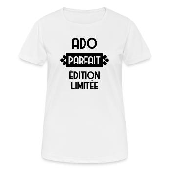 adolescent / enfant / ado / adolescente - T-shirt respirant Femme - blanc - Devant - AI Model Female 172 dark (172cm)