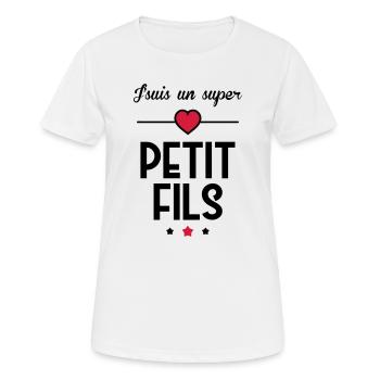 Fils / Fille / Petit-Fils / Petite-Fille - T-shirt respirant Femme - blanc - Devant - AI Model Female 172 dark (172cm)