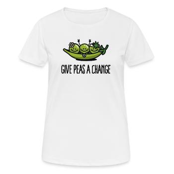 Give peas / peace a change hippies - Women's Breathable T-Shirt - white - Front - AI Model Female 172 dark (172cm)