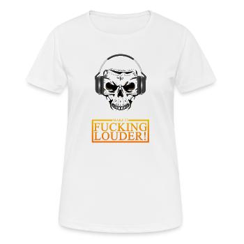 Skull Headphones Blast - Frauen T-Shirt atmungsaktiv - Weiß - Vorne - AI Model Female 172 dark (172cm)