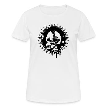 Totenkopf mit Kopfhörer im Profi - Frauen T-Shirt atmungsaktiv - Weiß - Vorne - AI Model Female 172 dark (172cm)