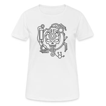 Cyber Skull Totenschädel als Schaltkreis - Frauen T-Shirt atmungsaktiv - Weiß - Vorne - AI Model Female 172 dark (172cm)