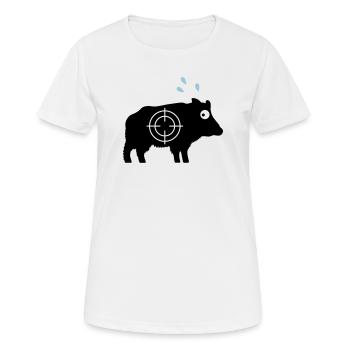 Wildschwein mit Angstschweiß und Fadenkreuz - Frauen T-Shirt atmungsaktiv - Weiß - Vorne - AI Model Female 172 dark (172cm)