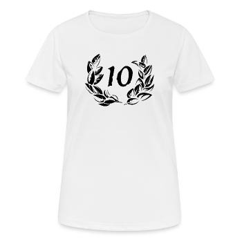 10 jahre jubiläeum 10 years anniversary kranz - Frauen T-Shirt atmungsaktiv - Weiß - Vorne - AI Model Female 172 dark (172cm)