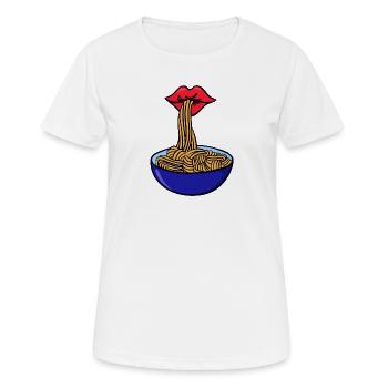 Pâtes spaghetti Asciutta Hunger Italie - T-shirt respirant Femme - blanc - Devant - AI Model Female 172 dark (172cm)