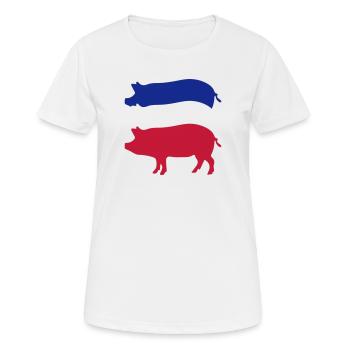 Dreikoloriges Schweinefleisch in Streifen - Frauen T-Shirt atmungsaktiv - Weiß - Vorne - AI Model Female 172 dark (172cm)