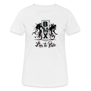 BMX - Live to Ride - Vélo BMX - BMX Freestyle - T-shirt respirant Femme - blanc - Devant - AI Model Female 172 dark (172cm)