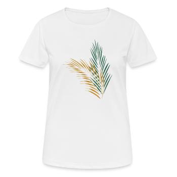 une feuille de palme verte et une feuille de palme d’or - T-shirt respirant Femme - blanc - Devant - AI Model Female 172 dark (172cm)