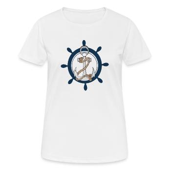Ancre avec volant dur bâbord - T-shirt respirant Femme - blanc - Devant - AI Model Female 172 dark (172cm)