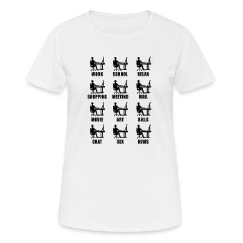 Cadeau d'amusement de bureau à domicile d'ordinateur - T-shirt respirant Femme - blanc - Devant - AI Model Female 172 dark (172cm)