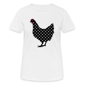 Huhn Henne gepunktet - Frauen T-Shirt atmungsaktiv - Weiß - Vorne - AI Model Female 172 dark (172cm)