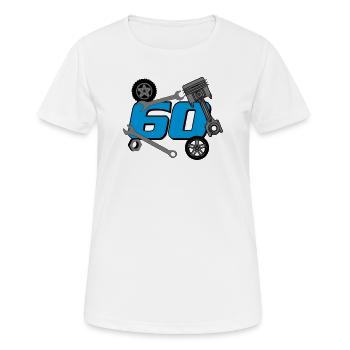 60e anniversaire, tournevis ./+ - T-shirt respirant Femme - blanc - Devant - AI Model Female 172 dark (172cm)