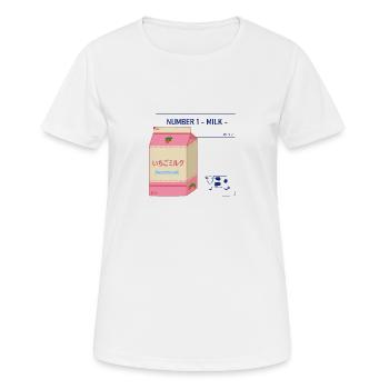 Japanisches Erdbeermilch-Ziegel-Design - Frauen T-Shirt atmungsaktiv - Weiß - Vorne - AI Model Female 172 dark (172cm)