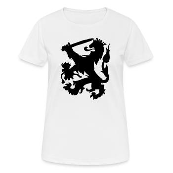 Lion héraldique avec couronne et figure d’ombre d’épée - T-shirt respirant Femme - blanc - Devant - AI Model Female 172 dark (172cm)