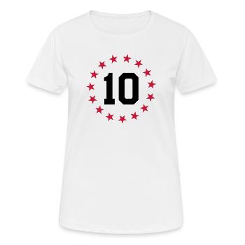 Nummer 10 - Frauen T-Shirt atmungsaktiv - Weiß - Vorne - AI Model Female 172 dark (172cm)