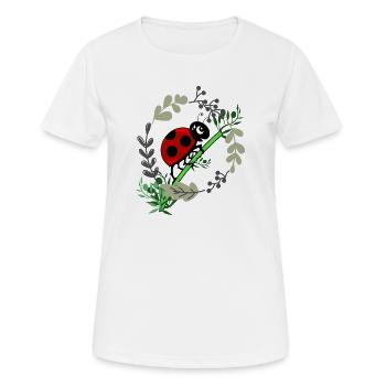 Marienkäfer Botanik Comicstyle - Frauen T-Shirt atmungsaktiv - Weiß - Vorne - AI Model Female 172 dark (172cm)