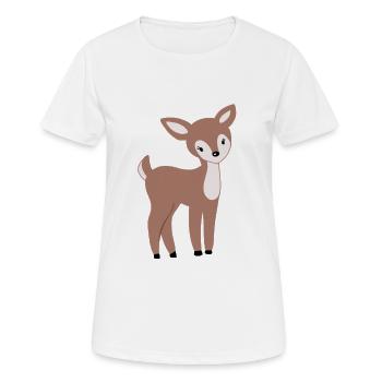 Doux faon Bambi - T-shirt respirant Femme - blanc - Devant - AI Model Female 172 dark (172cm)