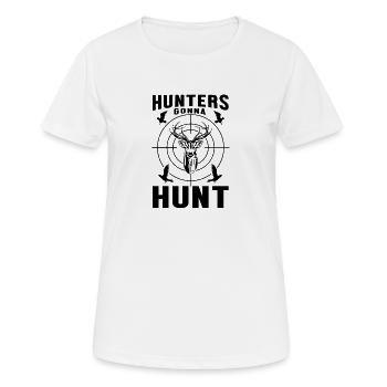 Monochrome minimalist hunting illustration - Women's Breathable T-Shirt - white - Front - AI Model Female 172 dark (172cm)