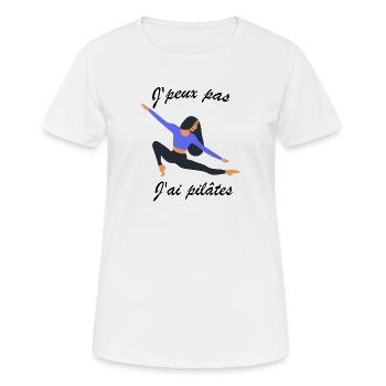 J'peux pas j'ai pilâtes - T-shirt respirant Femme - blanc - Devant - AI Model Female 172 dark (172cm)