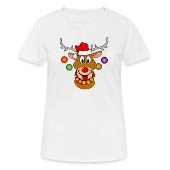 Joyeux Noël Rudolf Rennes bals de Noël - T-shirt respirant Femme - blanc - Devant - AI Model Female 172 dark (172cm)