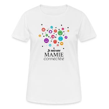 Oma an das Netzwerk angeschlossen - Frauen T-Shirt atmungsaktiv - Weiß - Vorne - AI Model Female 172 dark (172cm)