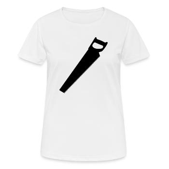 Logo de scie pour menuisier ou menuisier - T-shirt respirant Femme - blanc - Devant - AI Model Female 172 dark (172cm)