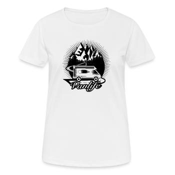 Campeurs sur la route avec la typographie Van Life - T-shirt respirant Femme - blanc - Devant - AI Model Female 172 dark (172cm)
