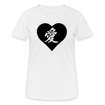 Signe d’amour de caractère découpé dans le cœur - T-shirt respirant Femme - blanc - Devant - AI Model Female 172 dark (172cm)