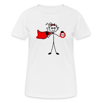 Femme avec cape rouge et panneau d’arrêt - T-shirt respirant Femme - blanc - Devant - AI Model Female 172 dark (172cm)