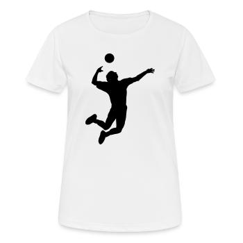 Volleyball gesprungen Schlag oder Service - Frauen T-Shirt atmungsaktiv - Weiß - Vorne - AI Model Female 172 dark (172cm)