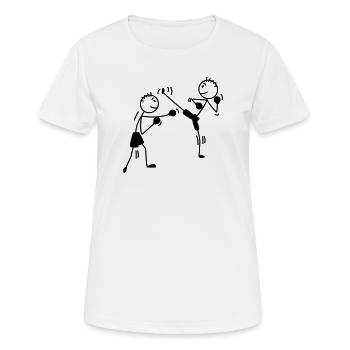 kickboxing high kick et punchs - T-shirt respirant Femme - blanc - Devant - AI Model Female 172 dark (172cm)