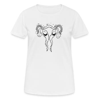 Fuck off Uterus mit Wimpern - Frauen T-Shirt atmungsaktiv - Weiß - Vorne - AI Model Female 172 dark (172cm)