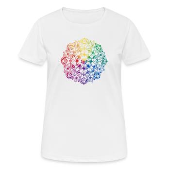 Flower Mandala - Frauen T-Shirt atmungsaktiv - Weiß - Vorne - AI Model Female 172 dark (172cm)