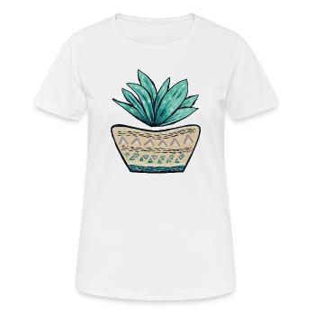 Sukkulenten Topf Muster - Frauen T-Shirt atmungsaktiv - Weiß - Vorne - AI Model Female 172 dark (172cm)