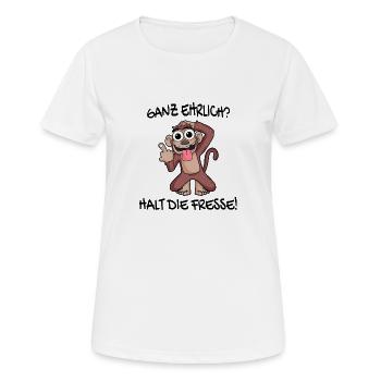 Ganz ehrlich halt die Fresse Affe - Frauen T-Shirt atmungsaktiv - Weiß - Vorne - AI Model Female 172 dark (172cm)