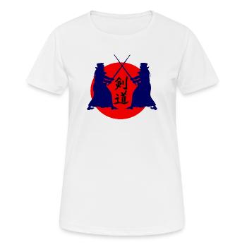 Kendo deux Kendoka en mode combat avec kend soleil rouge - T-shirt respirant Femme - blanc - Devant - AI Model Female 172 dark (172cm)