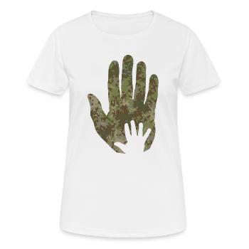 Multitarn Tarn Baby Hand in Hand - Frauen T-Shirt atmungsaktiv - Weiß - Vorne - AI Model Female 172 dark (172cm)