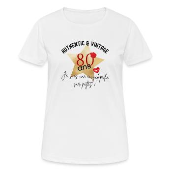 anniversaire 80 ans - T-shirt respirant Femme - blanc - Devant - AI Model Female 172 dark (172cm)