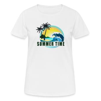 Sommerzeit Strandpanorama - Frauen T-Shirt atmungsaktiv - Weiß - Vorne - AI Model Female 172 dark (172cm)